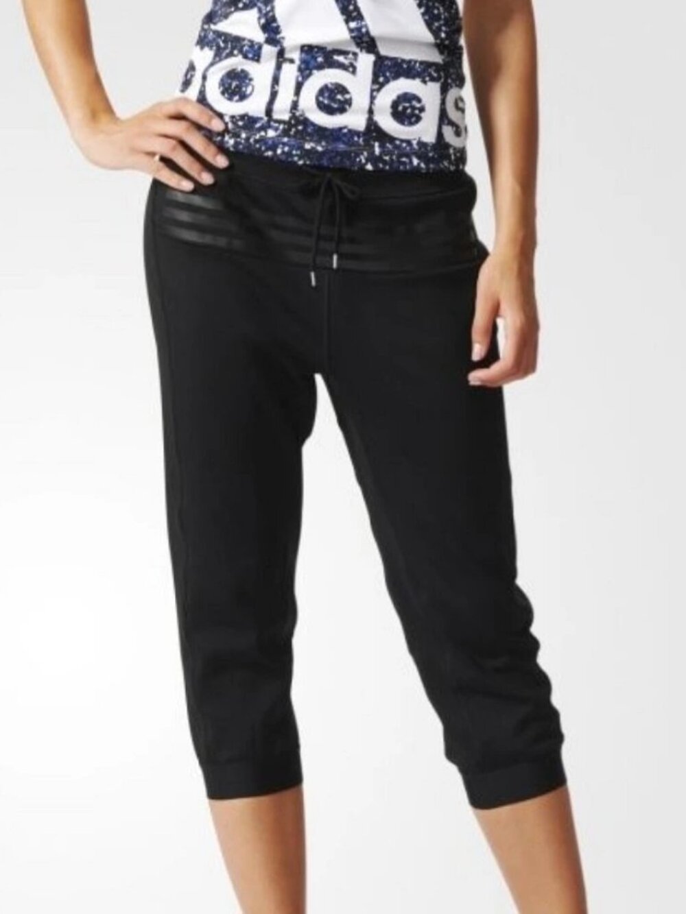 ADIDAS women's small black crop jogger pants